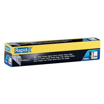 Cuie galvanizate Rapid 16A/32 finisari, in banda, inclinate 20⁰, pentru masina batut cuie Rapid BN64, 2000 cuie/cutie 5000817 Cuie galvanizate Rapid 16A/32 finisari, in banda, inclinate 20⁰, pentru masina batut cuie Rapid BN64, 2000 cuie/cutie 5000817