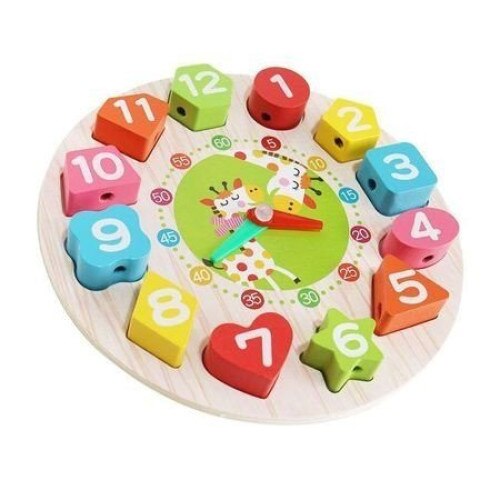 Ceas lemn Set-on Clock, joc de insiruire, +3 ani