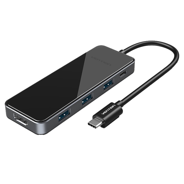 Докинг станция тип C към HDMI, USB3.0 x 3, PD, Vention
