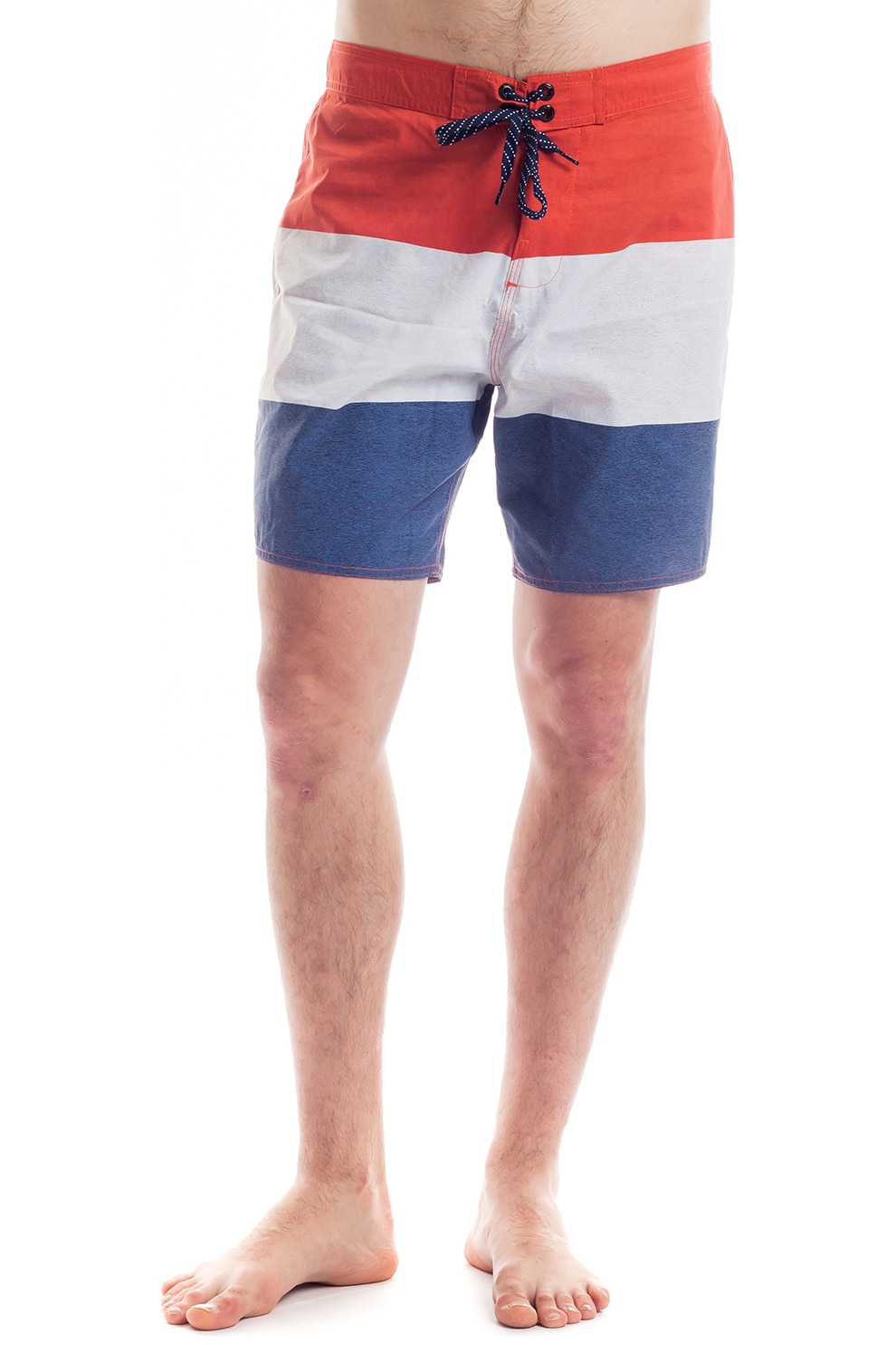 Fundango, Pantaloni scurti de baie cu design colorblock Lano, Albastru/Alb/Rosu