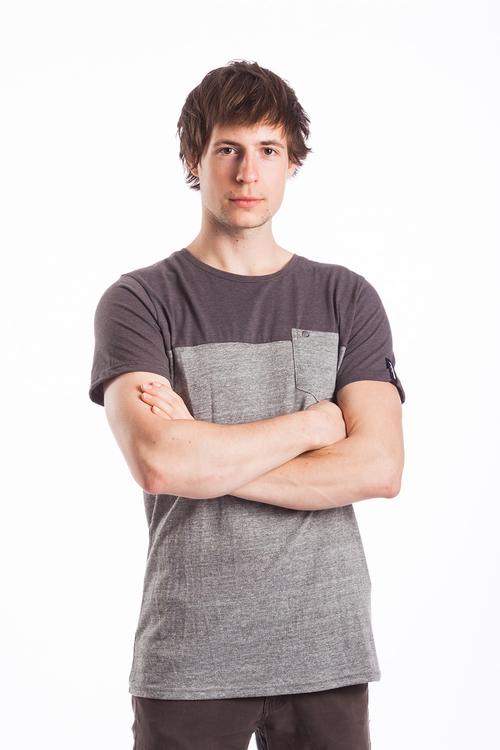 Fundango, Tricou regular fit bicolor Chester, Gri