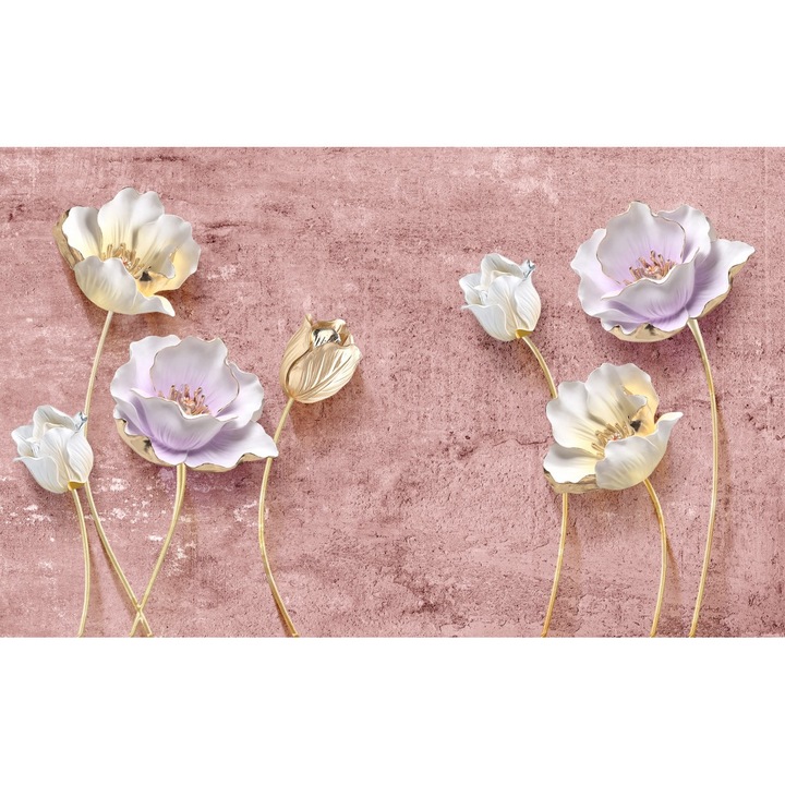 Fototapet Flori albe si mov, 250 x 200 cm