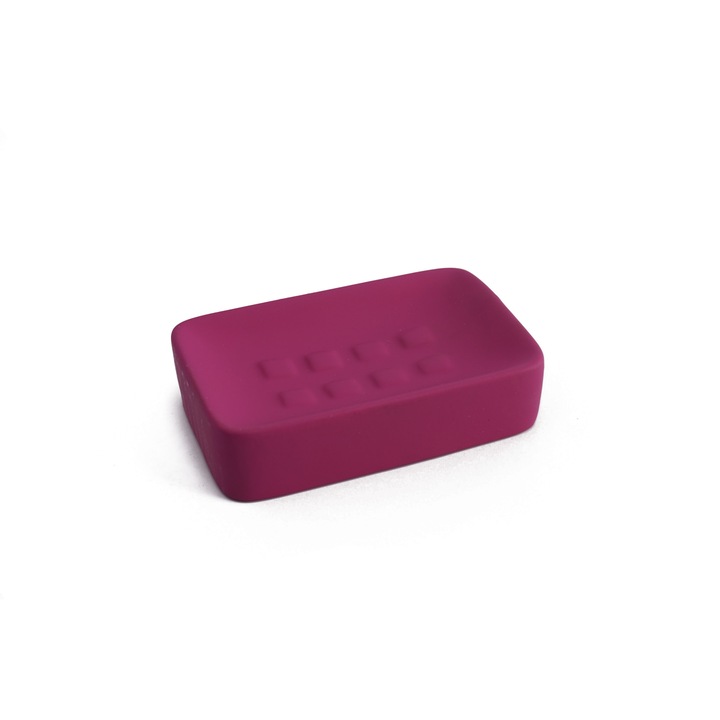 Sapuniera ceramica cauciucata roz