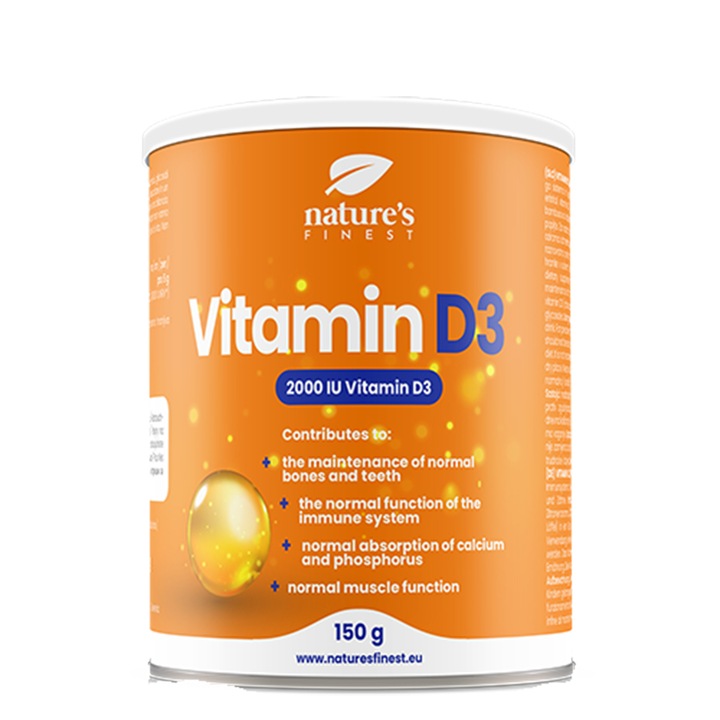 Bautura Nature Finest Vitamina D3 pulbere Nutrisslim, 150 grame