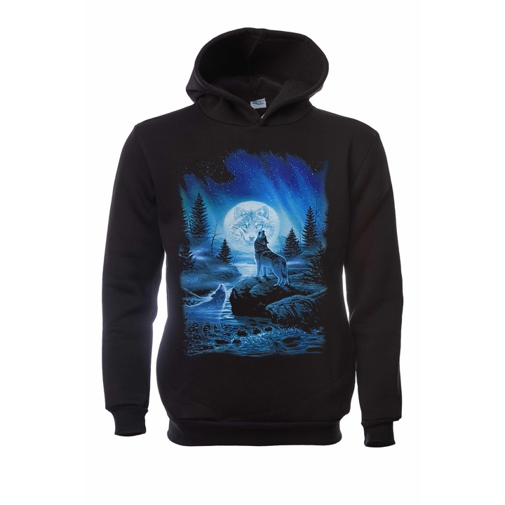 Printex férfi pulóver Wolf Full Moon Wolf sorozat fekete