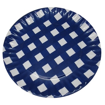 Farfurie Gemma, intinsa, 26 cm, albastru, carouri, 7Stx Farfurie Gemma, intinsa, 26 cm, albastru, carouri, 7Stx