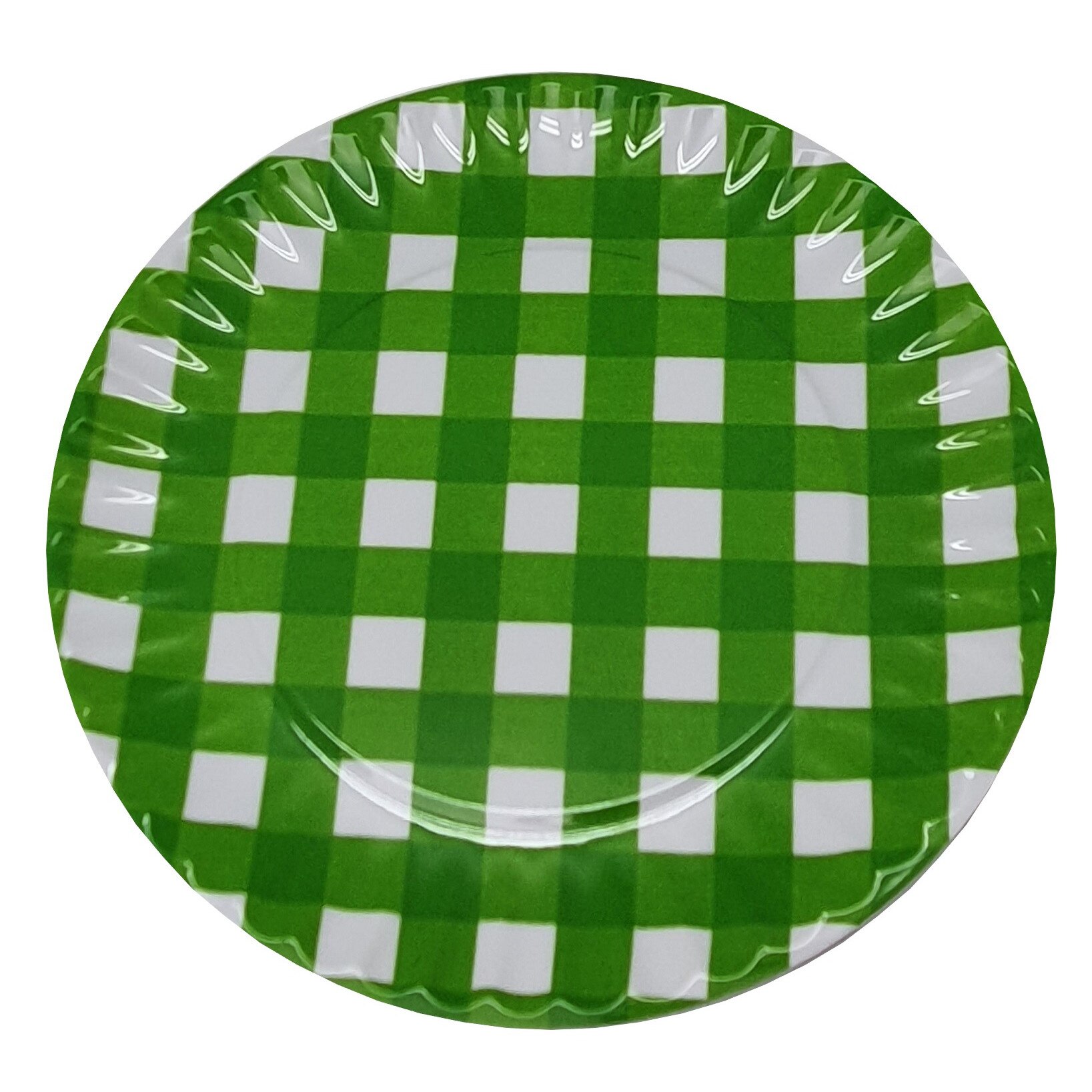 Farfurie Gemma, intinsa, 26 cm, verde, carouri, 3Stx