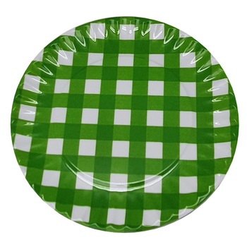Farfurie Gemma, intinsa, 26 cm, verde, carouri, 3Stx Farfurie Gemma, intinsa, 26 cm, verde, carouri, 3Stx