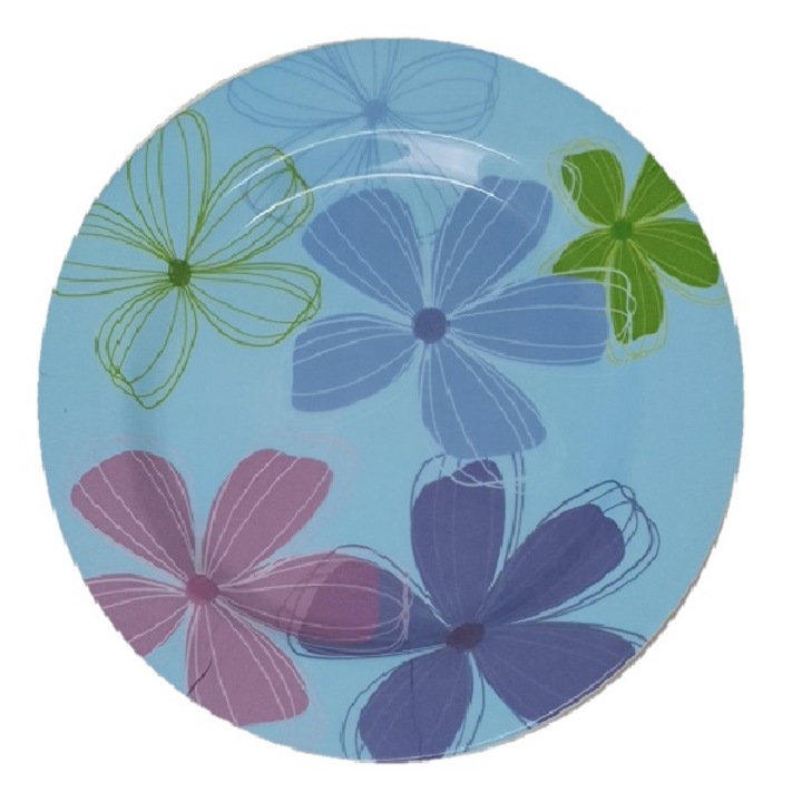 Farfurie Gemma pentru desert 2STX, 20 cm, bleu cu model floral