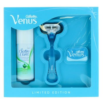 Set cadou Gillette Venus Smooth, Aparat de ras manual , 2 rezerve si Gel de ras Satin Care, 75 ml Set cadou Gillette Venus Smooth, Aparat de ras manual , 2 rezerve si Gel de ras Satin Care, 75 ml