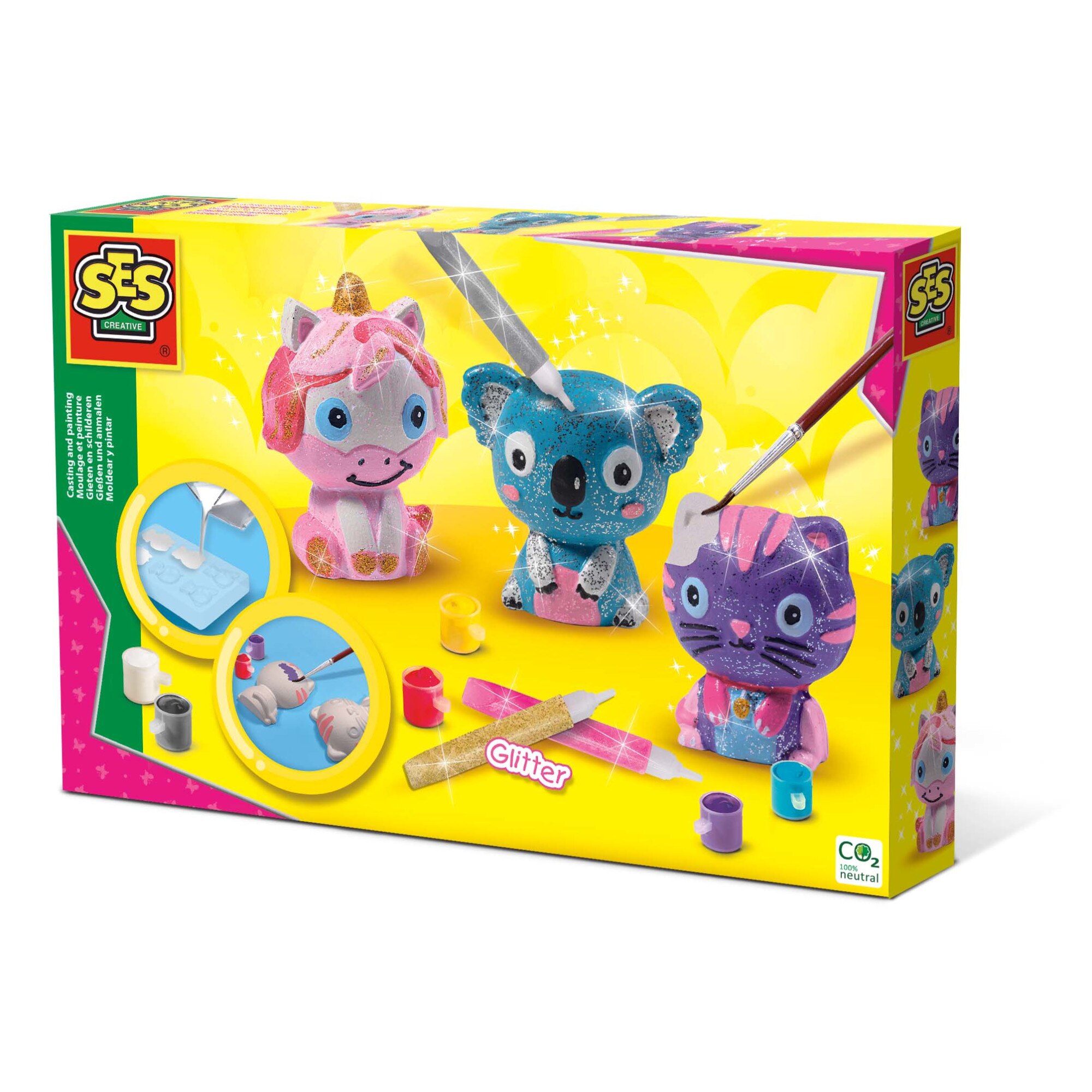 Set de creatie Ses Creeaza si picteaza animalute cu sclipici