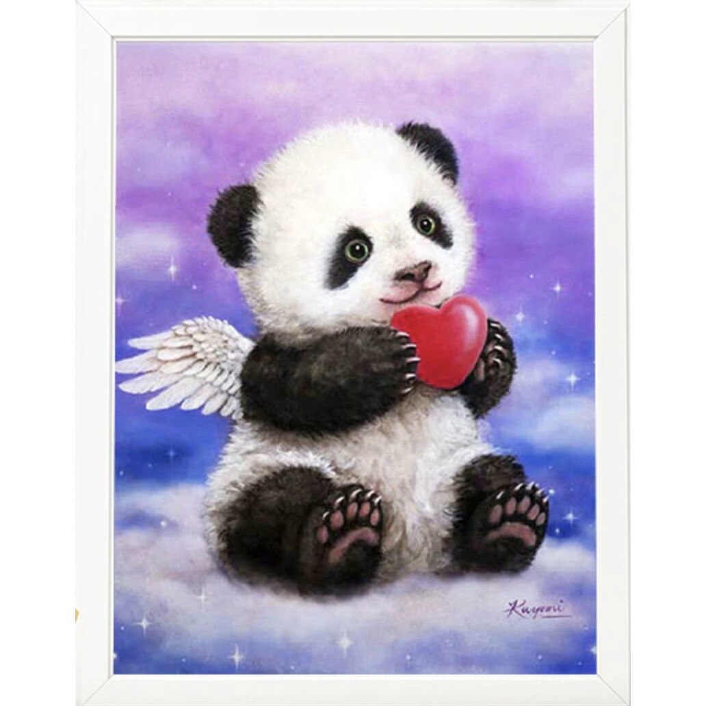 Tablou 504 Picteaza Dupa Numere, Panda ingeras cu inimioara, 20x30 cm - Krista®