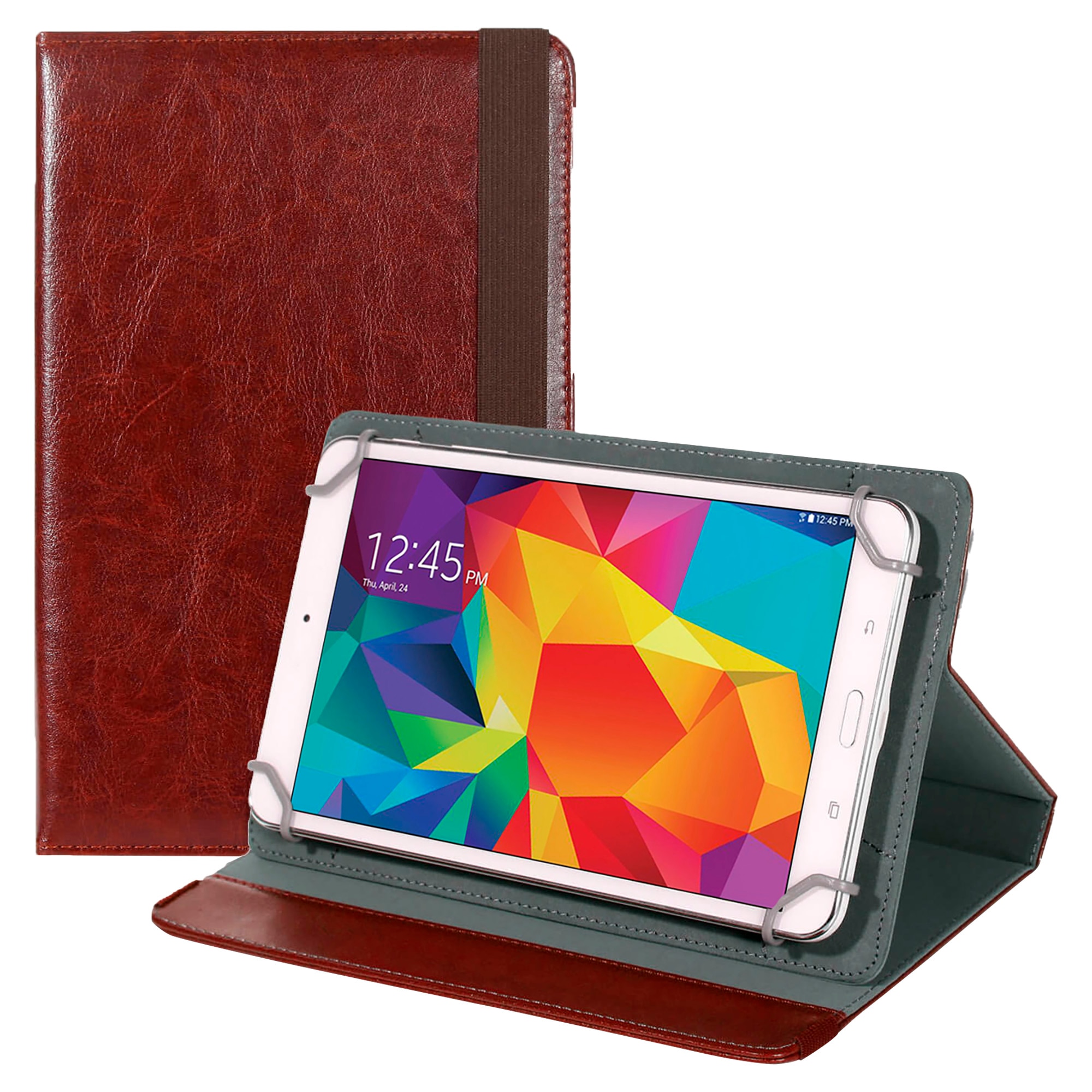 Husa de protectie pentru tablete 360 °, 8'', Piele sintetica, Maro