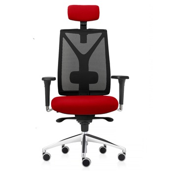 Scaun ergonomic de birou TRAFFIC CHAIRS GENIUS, mesh NEGRU, sezut textil ROSU, spatar reglabil pe inaltime, tetiera, brate reglabile 4D, mecanism multiblock, suport lombar reglabil in adancime, stea aluminiu, rotile gumate mari Scaun ergonomic de birou TRAFFIC CHAIRS GENIUS, mesh NEGRU, sezut textil ROSU, spatar reglabil pe inaltime, tetiera, brate reglabile 4D, mecanism multiblock, suport lombar reglabil in adancime, stea aluminiu, rotile gumate mari