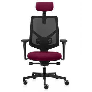 Scaun ergonomic de birou TRAFFIC CHAIRS FIT, spatar reglabil pe inaltime mesh NEGRU, sezut reglabil pe adancime textil BORDO Scaun ergonomic de birou TRAFFIC CHAIRS FIT, spatar reglabil pe inaltime mesh NEGRU, sezut reglabil pe adancime textil BORDO