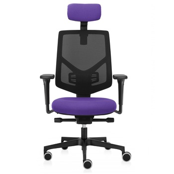 Scaun ergonomic de birou TRAFFIC CHAIRS FIT, spatar reglabil pe inaltime mesh NEGRU, sezut reglabil pe adancime textil MOV Scaun ergonomic de birou TRAFFIC CHAIRS FIT, spatar reglabil pe inaltime mesh NEGRU, sezut reglabil pe adancime textil MOV