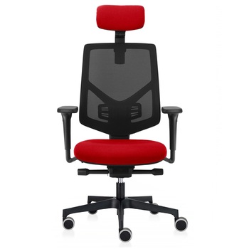 Scaun ergonomic de birou TRAFFIC CHAIRS FIT, spatar reglabil pe inaltime mesh NEGRU, sezut reglabil pe adancime textil ROSU Scaun ergonomic de birou TRAFFIC CHAIRS FIT, spatar reglabil pe inaltime mesh NEGRU, sezut reglabil pe adancime textil ROSU