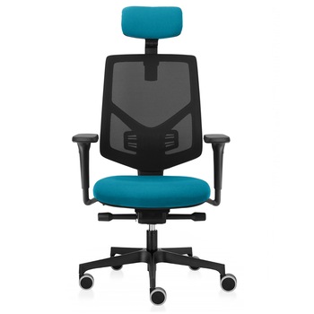 Scaun ergonomic de birou TRAFFIC CHAIRS FIT, spatar reglabil pe inaltime mesh NEGRU, sezut reglabil pe adancime textil TURCOAZ Scaun ergonomic de birou TRAFFIC CHAIRS FIT, spatar reglabil pe inaltime mesh NEGRU, sezut reglabil pe adancime textil TURCOAZ