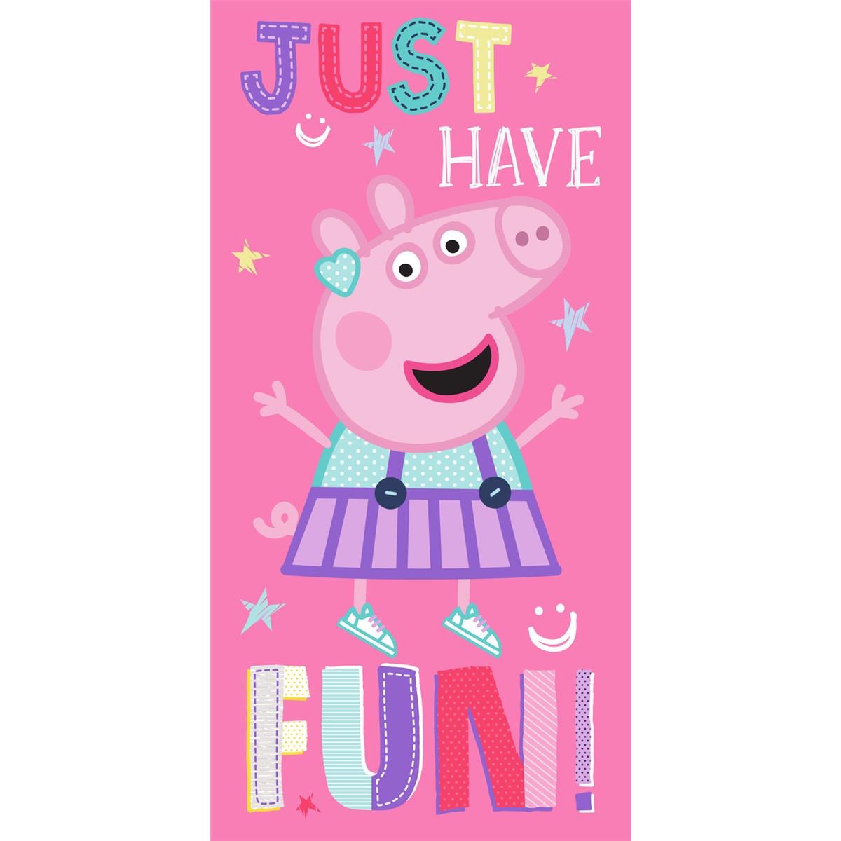 Prosop copii Peppa Pig - Just Have Fun pentru plaja sau baie, poliester, multicolor, dimensiune 70 cm x 140 cm