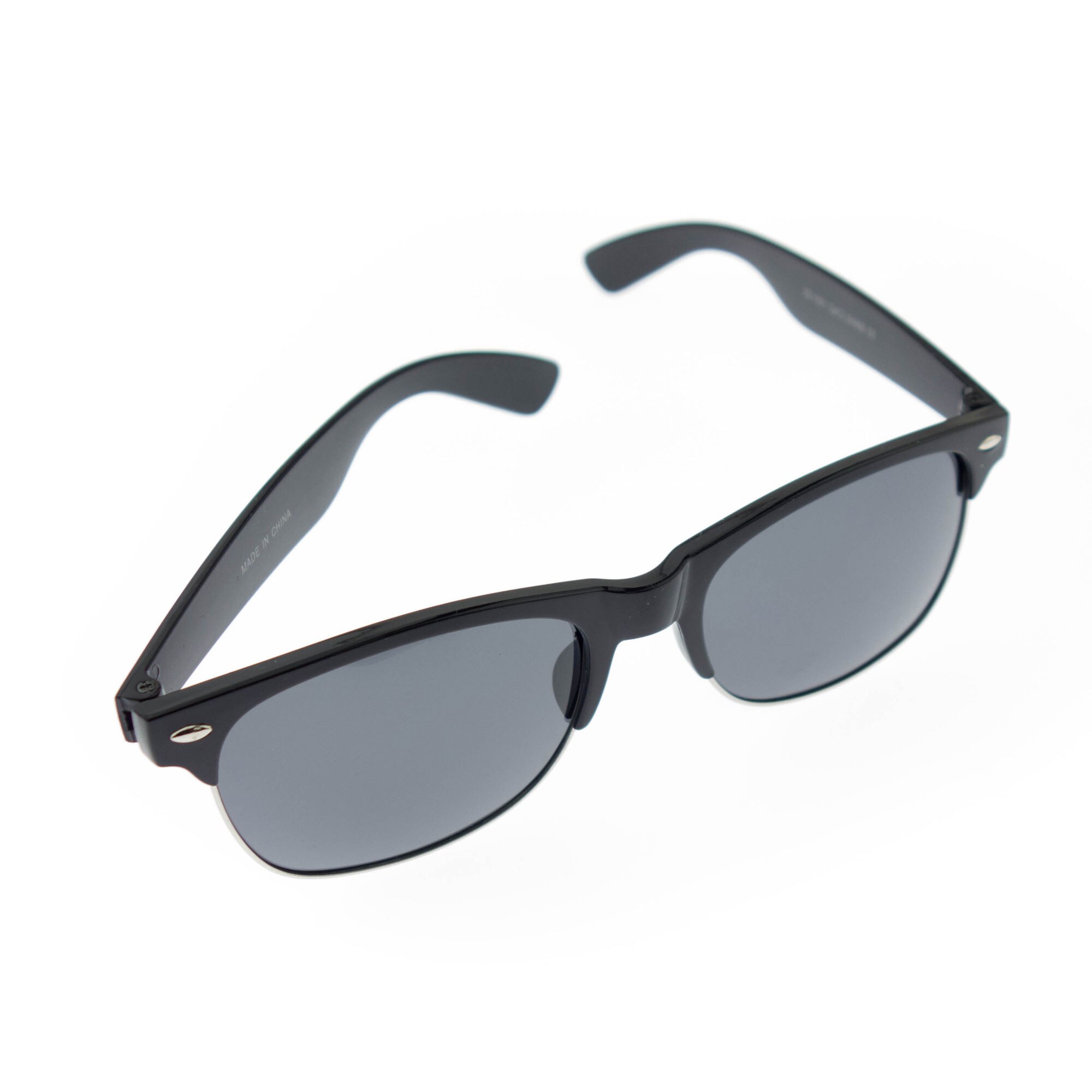 Ochelari de soare, unisex, Negrii cu detalii argintii, lentila gri polarizata - OCS261