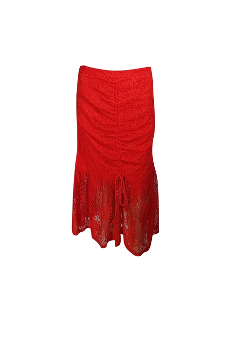 Fusta dama, din dantela, Rosu