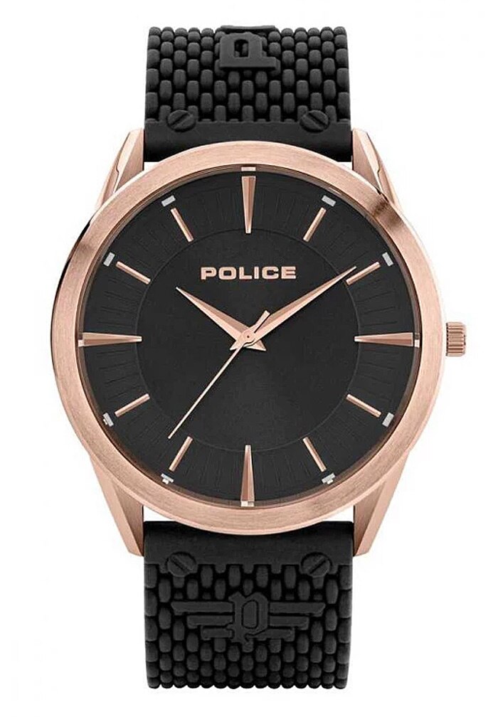Ceas Police cu curea de silicon neagra