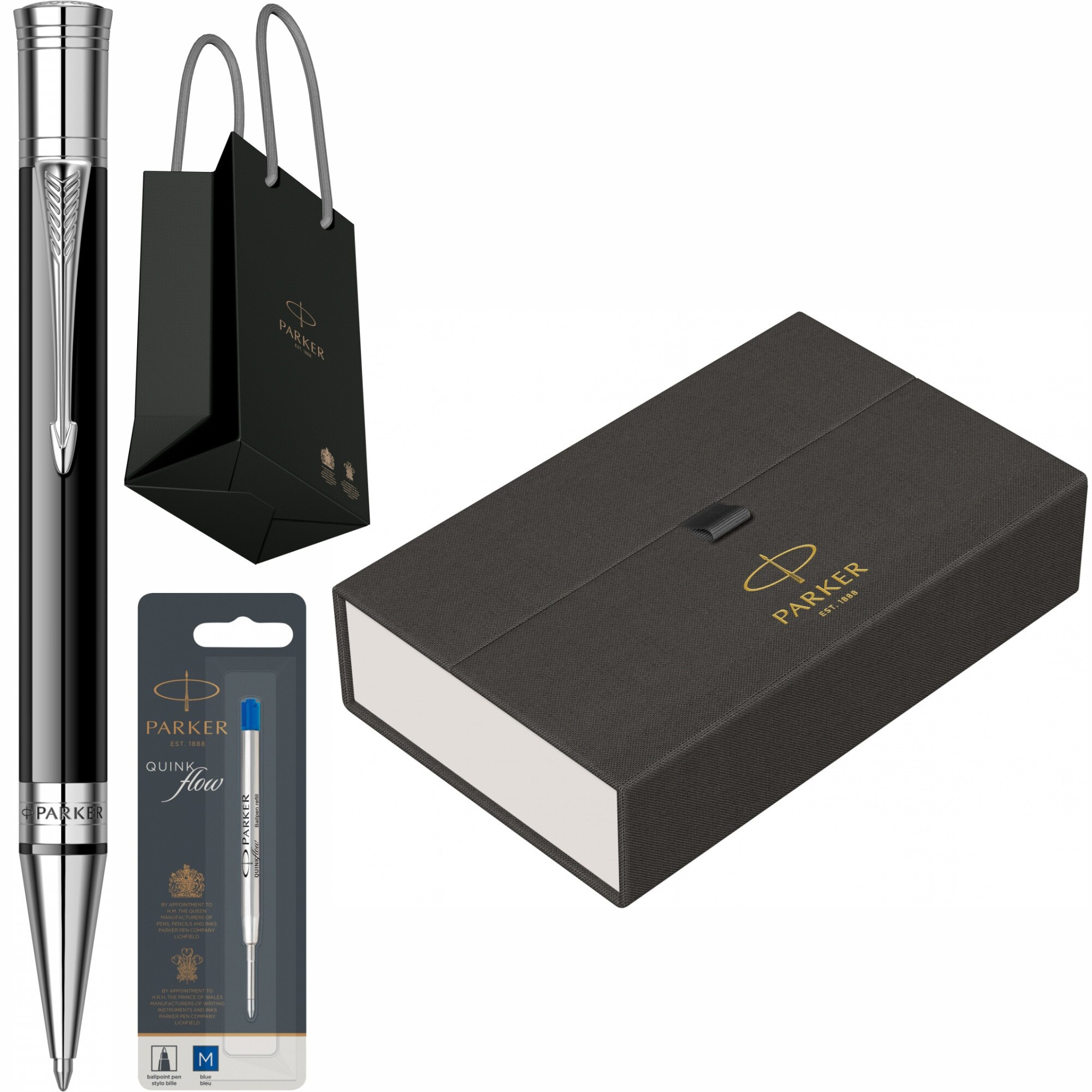 Pix Parker Duofold Royal Classic Black PDT cu mina rezerva pix si punga Parker