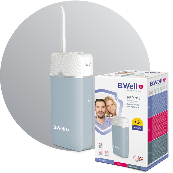 Зъбен душ B Well PRO-913, USB, 1 Накрайник, Сгъваем