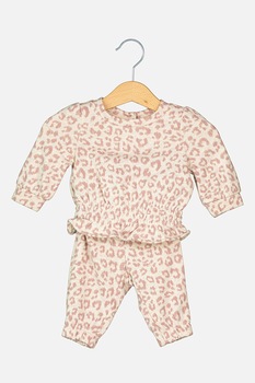 GAP, Set de bluza 2 piese cu animal print si pantaloni Bej/Roz prafuit, Bej/Roz prafuit GAP, Set de bluza 2 piese cu animal print si pantaloni Bej/Roz prafuit, Bej/Roz prafuit