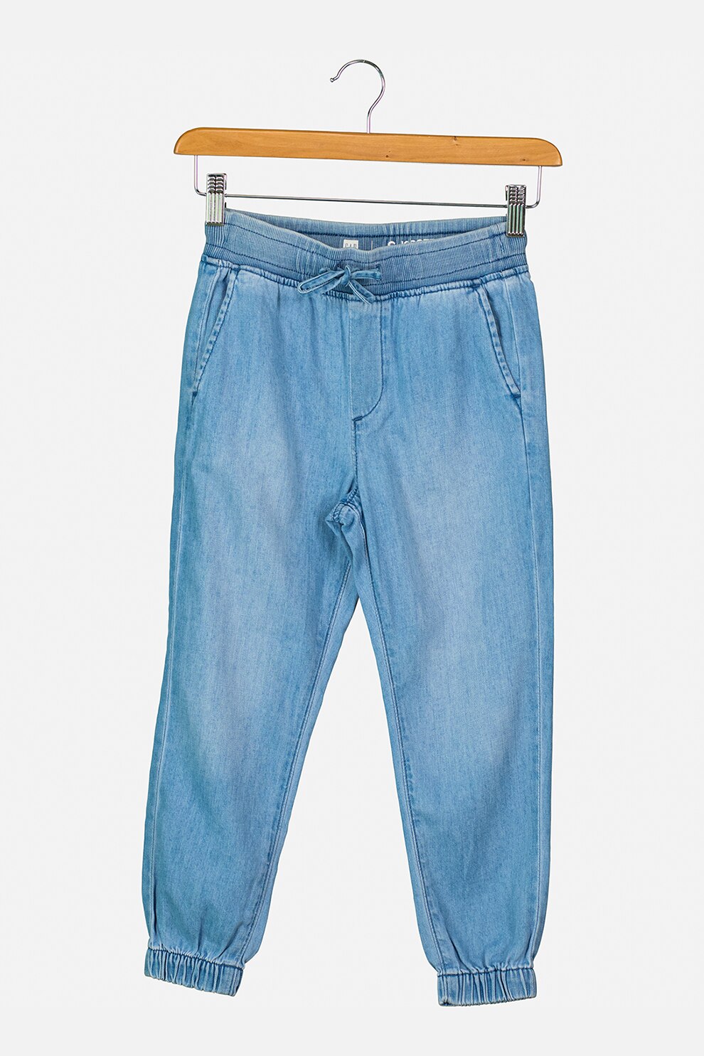 GAP, Pantaloni jogger din amestec de modal, cu snur, Albastru deschis