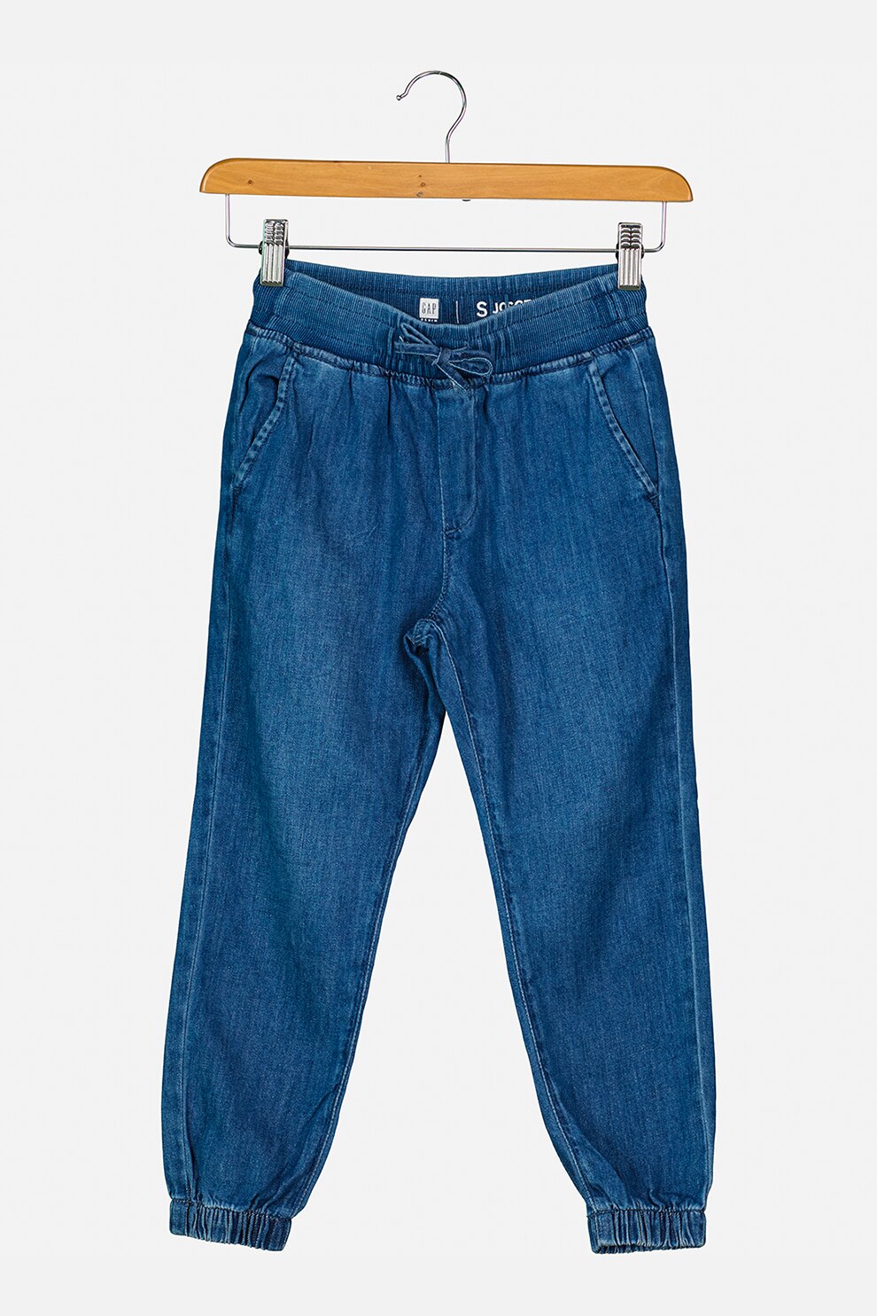 GAP, Pantaloni jogger din amestec de modal, cu snur, Albastru inchis