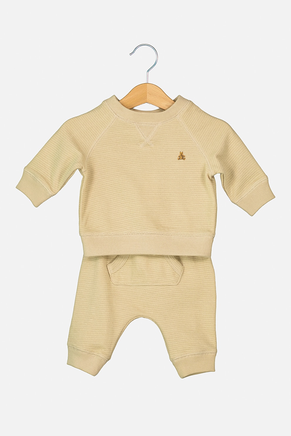 GAP, Set de bluza sport 2 piese din amestec de modal si pantaloni sport, Maro nisip, 50 CM