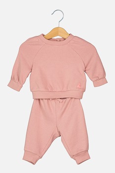 GAP, Set de bluza sport 2 piese de bumbac si pantaloni sport Roz prafuit, Roz prafuit, 50 CM GAP, Set de bluza sport 2 piese de bumbac si pantaloni sport Roz prafuit, Roz prafuit, 50 CM