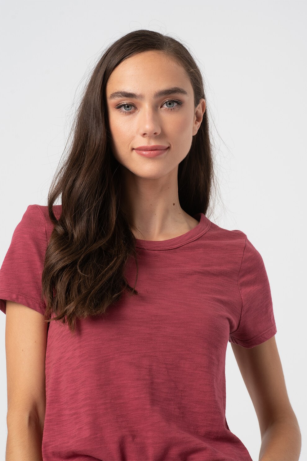 GAP, Tricou din bumbac cu decolteu rotund, Visiniu