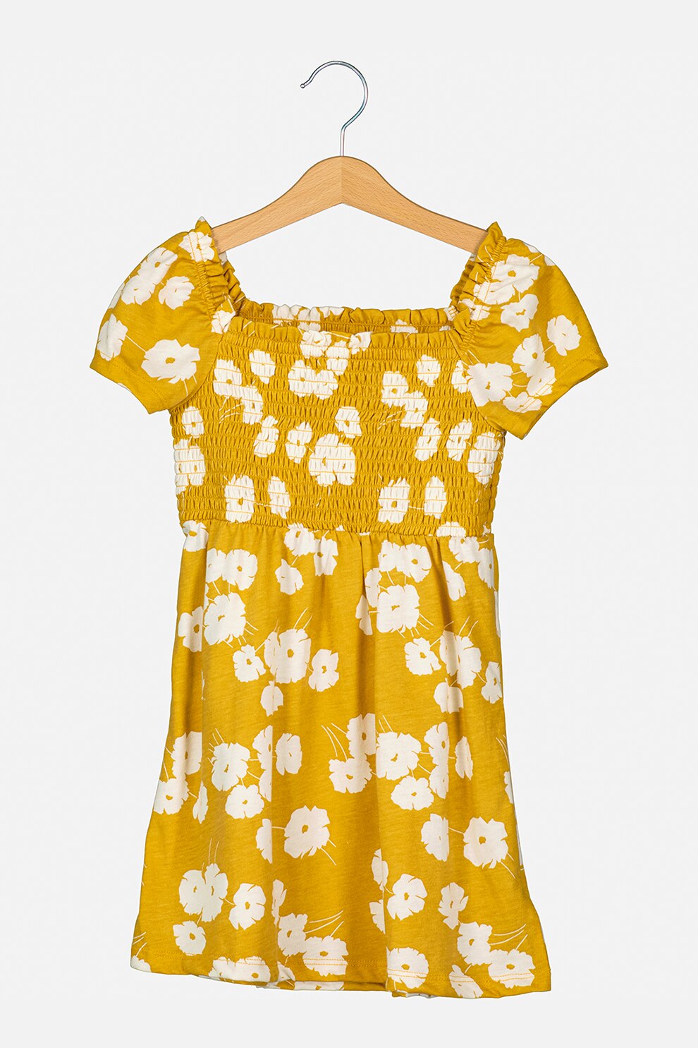 GAP, Rochie din amestec de bumbac cu decolteu patrat, Galben sofran/Alb