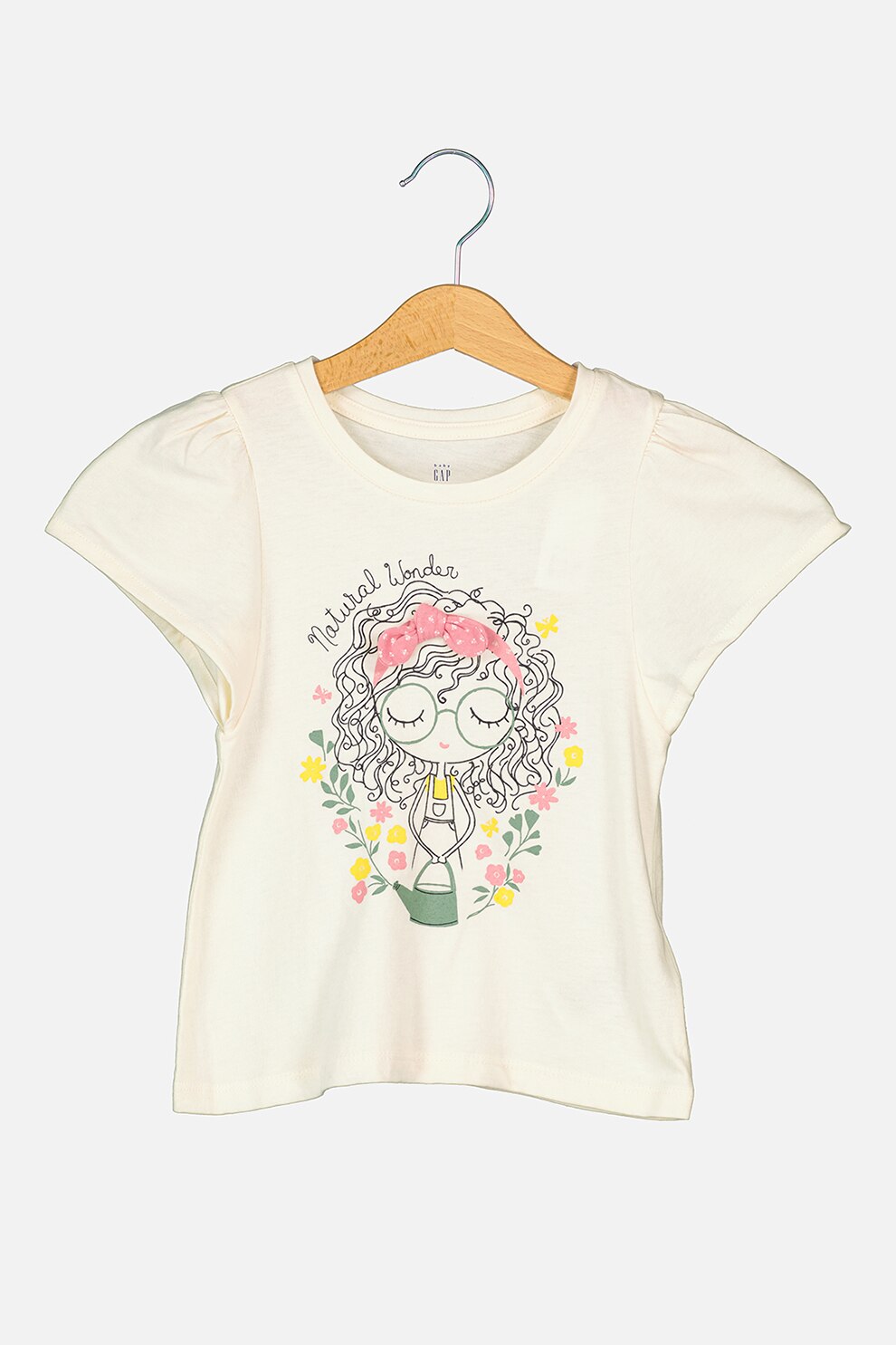 GAP, Tricou cu imprimeu grafic, bej deschis, negru, roz