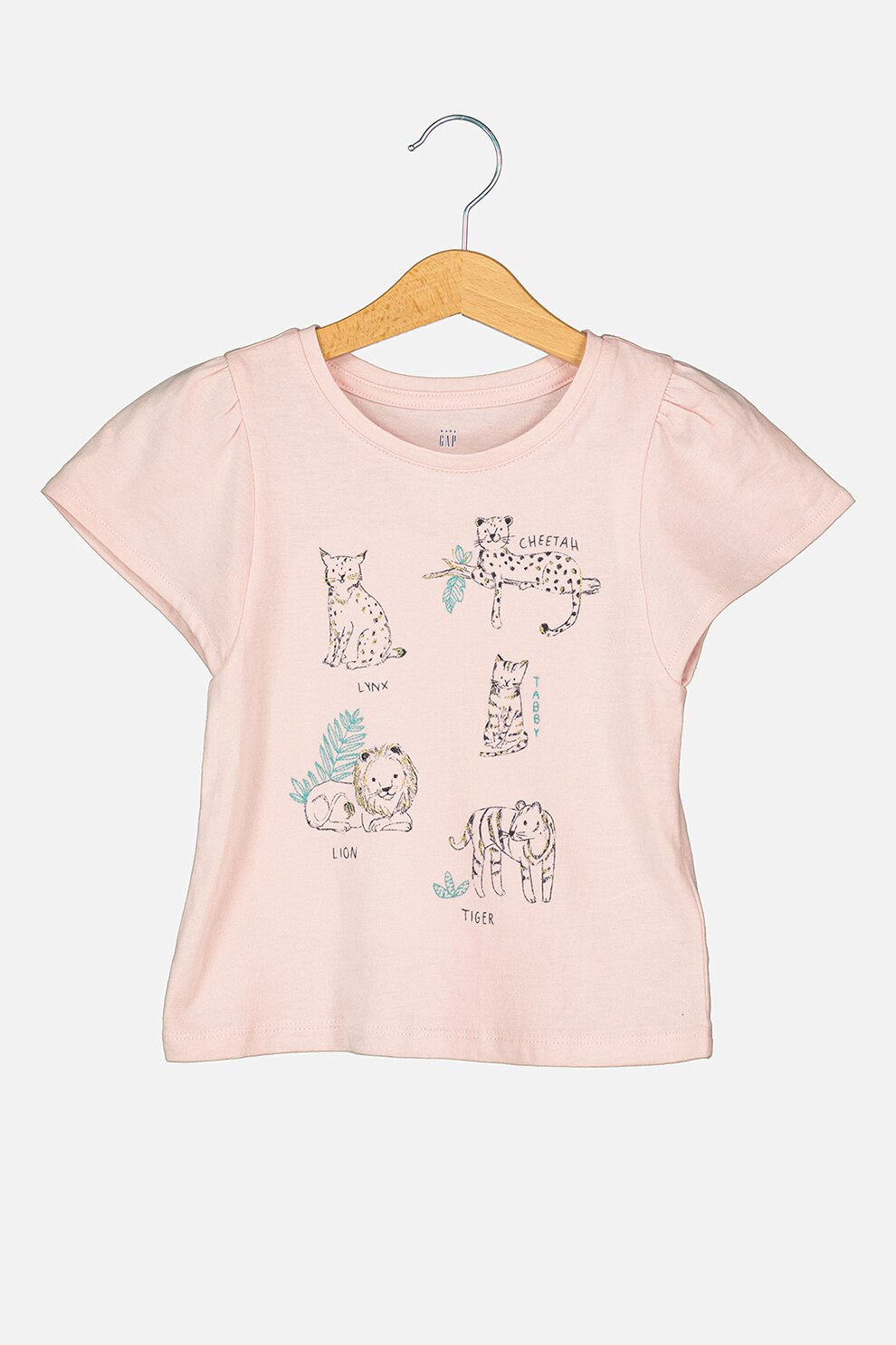 GAP, Tricou cu imprimeu grafic, Roz prafuit/ Negru