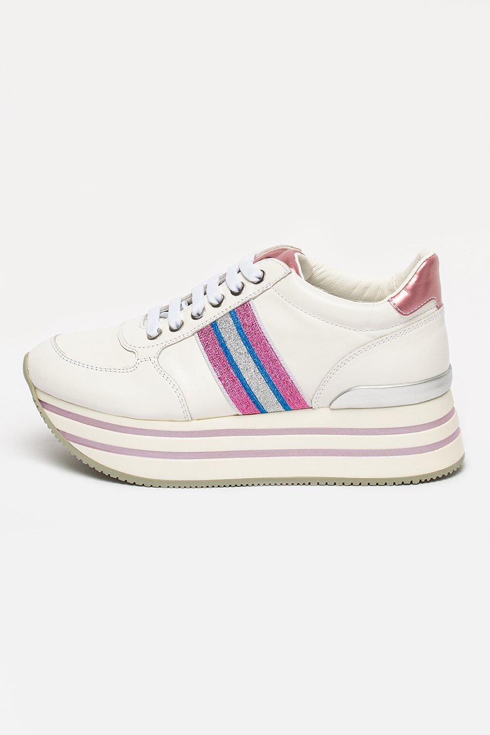 Lumberjack, Pantofi sport flatform Connie, Alb optic/Lila