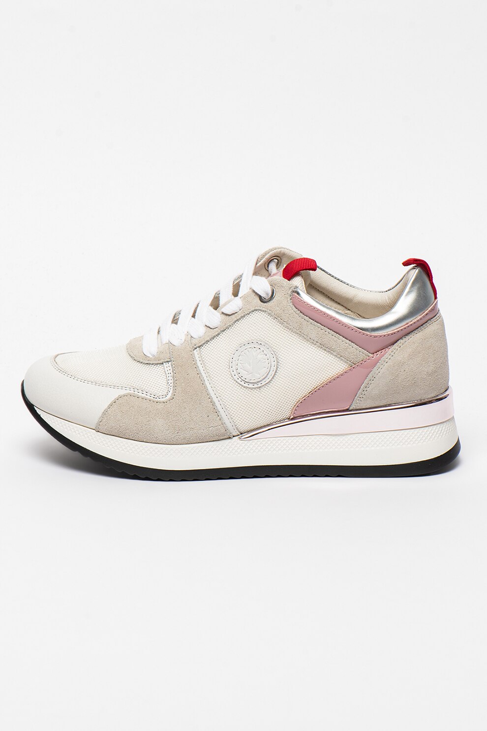 Lumberjack, Pantofi sport low top cu model colorblock Kandy, Alb/Gri deschis