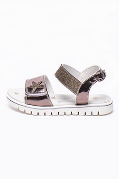 Lumberjack, Sandale cu aspect lacuit si detalii strlucitoare Lara, Argintiu inchis/Auriu Lumberjack, Sandale cu aspect lacuit si detalii strlucitoare Lara, Argintiu inchis/Auriu