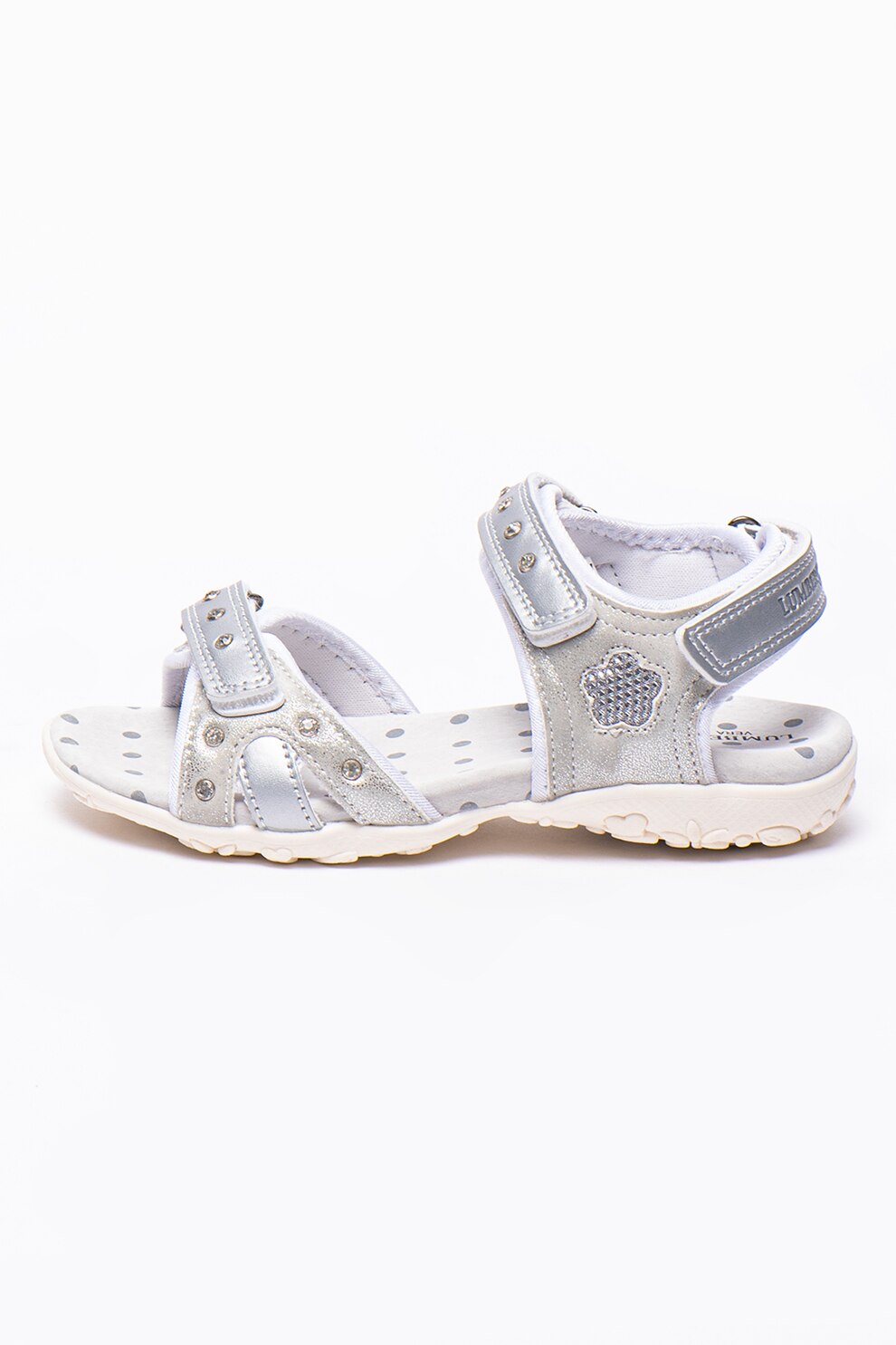 Lumberjack, Sandale cu strasuri Linda, Gri/Argintiu