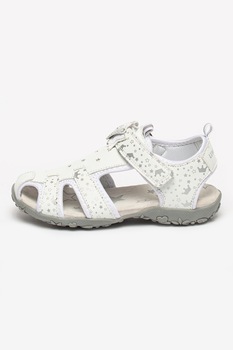 Lumberjack, Sandale de piele ecologica cu imprimeu Linda, Alb/Argintiu Lumberjack, Sandale de piele ecologica cu imprimeu Linda, Alb/Argintiu