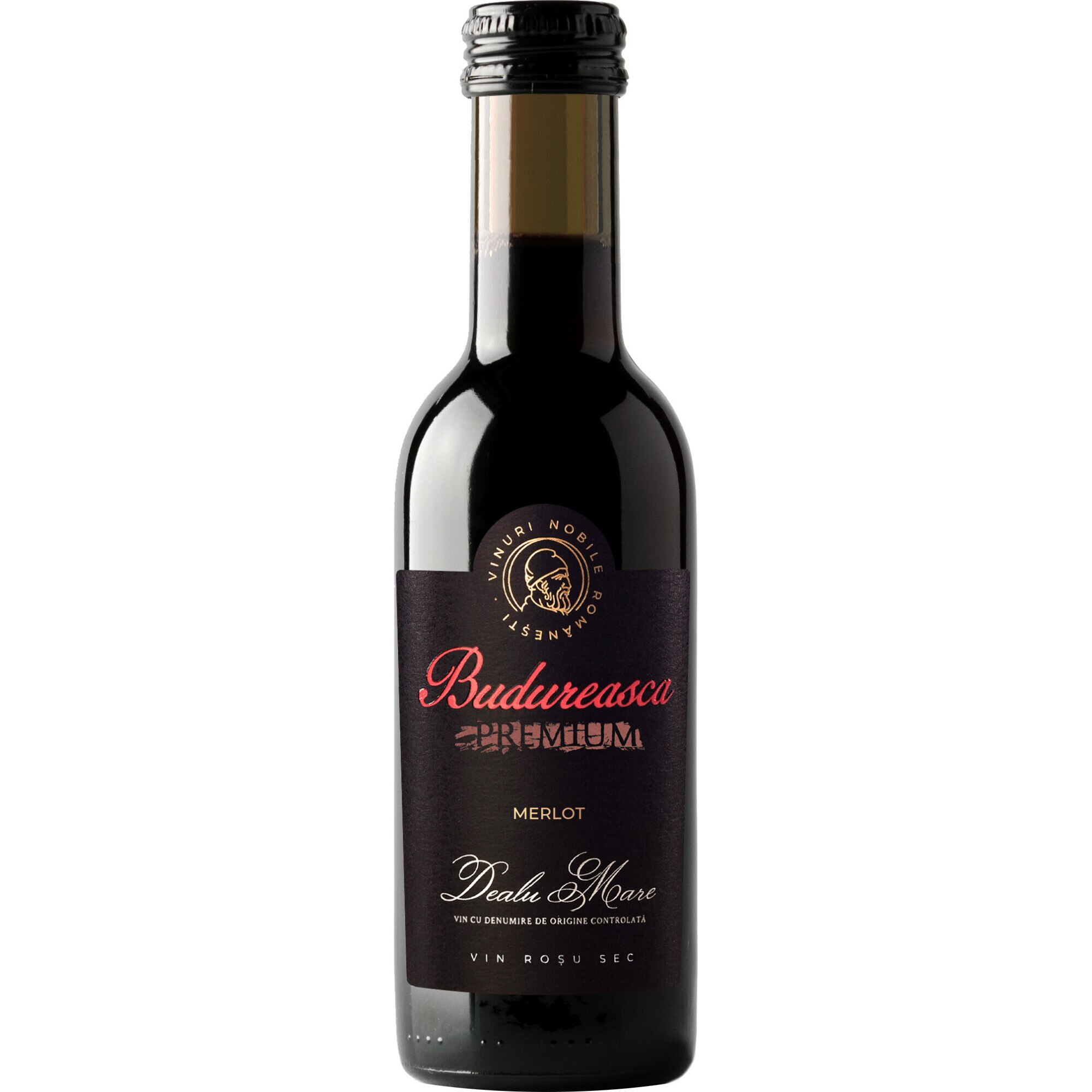 Vin Rosu Budureasca Premium, Merlot Sec, 0.187l