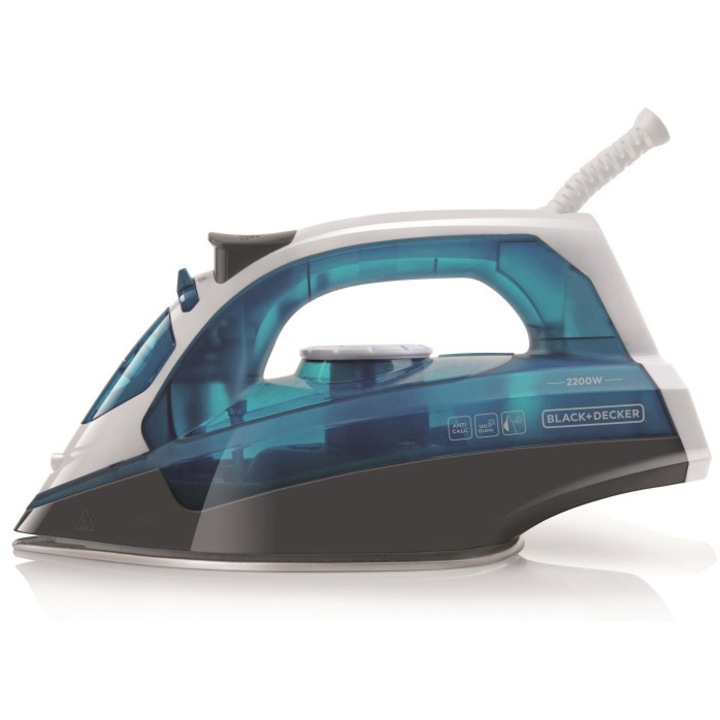 Black & Decker BXIR2200E Vasaló, 2200 W, víztartály 280 ml, folyamatos gőzáramlás 30 g/perc, gőzsugár 120 g/perc, állítható termosztát, Fehér/Kék