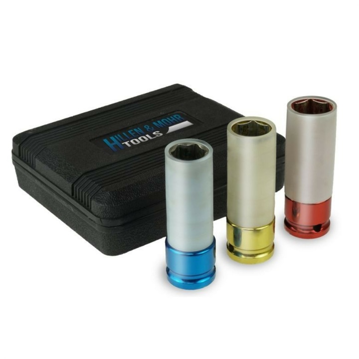 Set 3 Chei pneumatice, Hillen & Mohr, Pentru jante din aliaj, 17/19/21 mm, 1/2", Multicolor