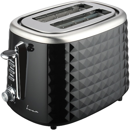 Prajitor de paine FRAM FTP-850BK, 850W, capacitate 2 felii, functii: decongelare, reincalzire si anulare, 7 niveluri de rumenire, functie de autocentrare a feliilor de paine, tavita detasabila pentru firimituri, Negru