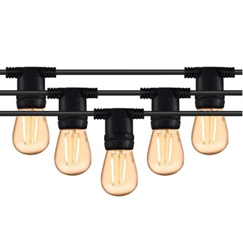 Ghirlanda luminoasa exterior, gradina, terasa, 10m, fasung E27, lumina calda, cu becuri LED filament Ghirlanda luminoasa exterior, gradina, terasa, 10m, fasung E27, lumina calda, cu becuri LED filament