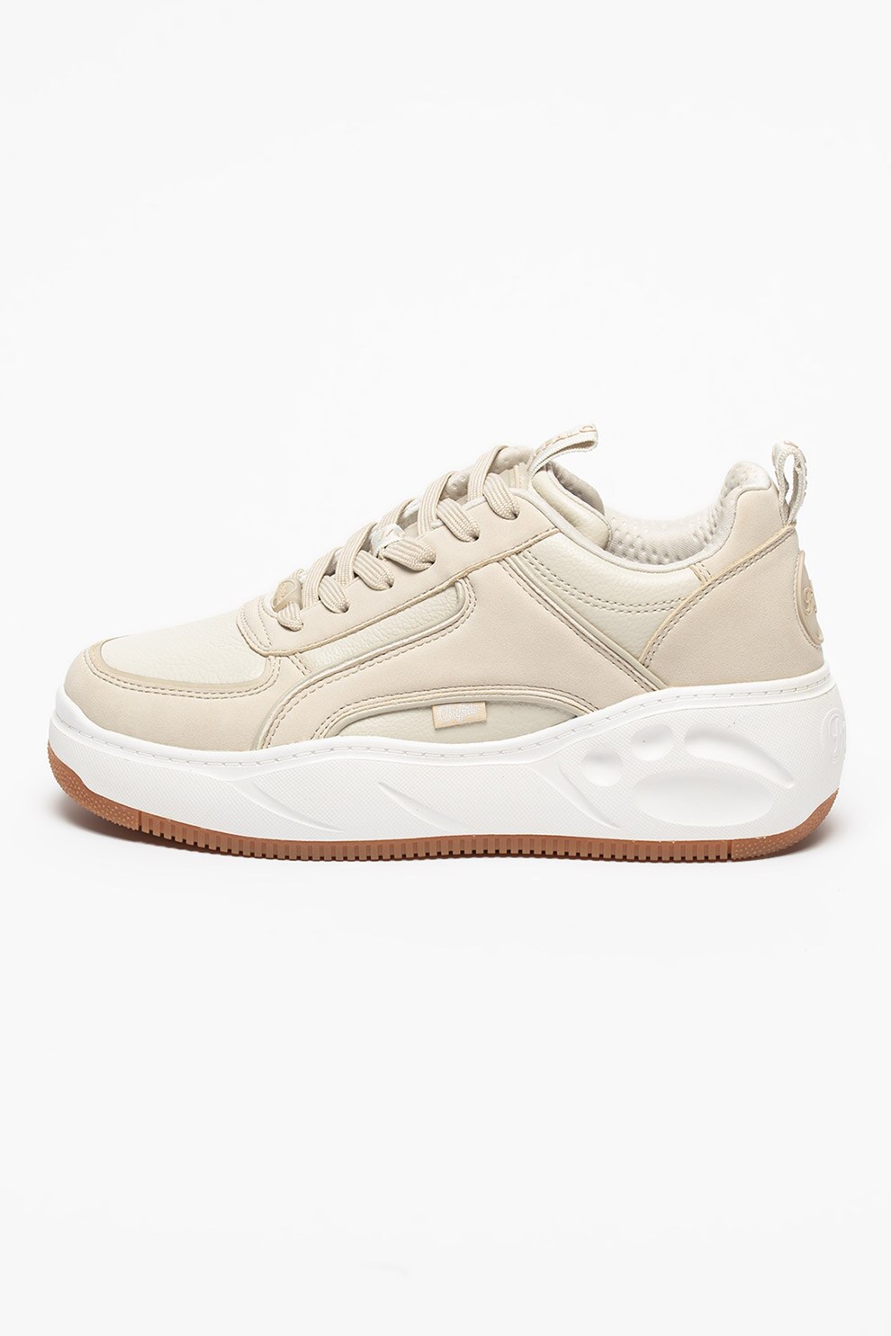 Buffalo, Pantofi sport low-top de piele ecologica Flat SMPL 2.0, Gri deschis