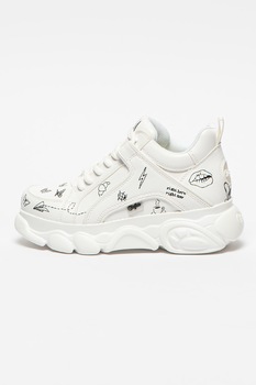 Buffalo, Pantofi sport din piele ecologica cu imprimeu grafic CLD Corin, Alb/Negru, 39 Buffalo, Pantofi sport din piele ecologica cu imprimeu grafic CLD Corin, Alb/Negru, 39