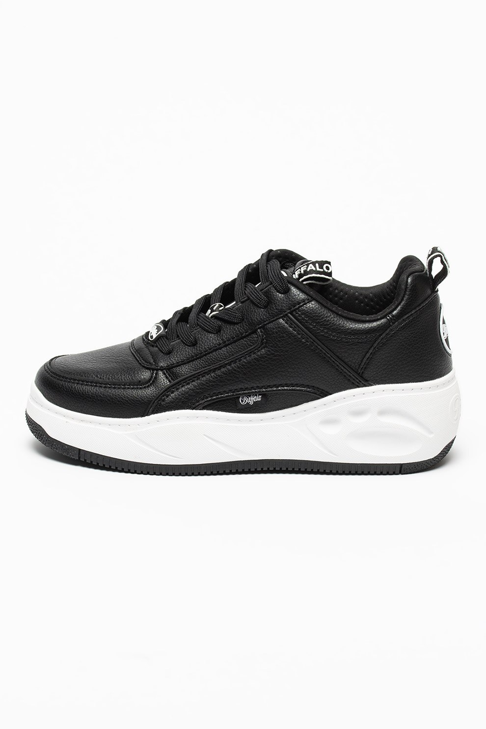 Buffalo, Pantofi sport low-top de piele ecologica Flat SMPL 2.0, Negru